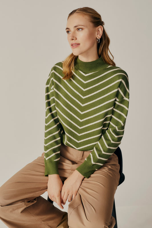 WEIGELA STRIPED SWEATER - STRIPED GREEN